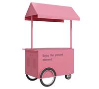 LLYLAFDC Carrello alimentare mobile da esterno con tenda, Carrello vendita strada rotolante con ampio armadietto ripostiglio, Carrello portatile per bancarella dolci bevande(Pink,155cm)