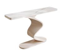 LLYLAFDC Consolle d'ingresso in pietra sinterizzata, Tavolo sottile moderno a base curva sagomata, Tavolo decorativo per corridoio e arredamento domestico(White,120cm)
