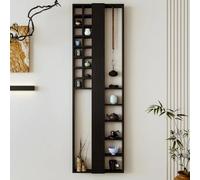 LLYLAFDC Scaffale da parete in legno con pannello divisore, espositore a doppio scomparto, scaffale a griglia per tè, vasi e decorazioni domestiche(120cm)