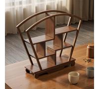 LLYLAFDC Scaffale espositivo da tè in legno con doppia cornice arcuata, vetrina da tavolo multilivello per accessori da tè e oggetti decorativi(32 * 27cm)