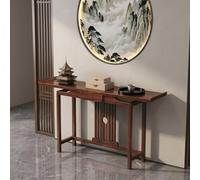 LLYLAFDC Tavolo Consolle in Legno Massivo,Lungo Tavolino Laterale Stretto | Per Ingresso e Divano con Decorazione a Listelli Frontale e Cassetto Nascosto(140cm)