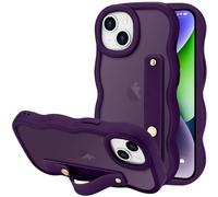 LLZ.COQUE Custodia per iPhone 14/13 Ondulata Traslucida in Silicone TPU, Custodia Antiurto Sottile Cornice Onda Ricciosa con Cinturino, guscio protettivo ultrasottile per iPhone 14/13, Viola