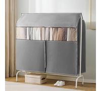 LLZJDDPLY Copriabiti da Armadio Copertura for Stand Appendiabiti Protettiva Antipolvere Telo Copri Stender Vestiti con Finestra Trasparente Visibile(Gray,80x120cm/31x47in)