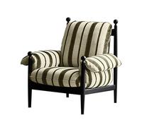 LLZJDDPLY Poltrona da Lettura a Righe, Poltrona Relax con Gambe In Ferro Battuto, Poltrone Sofa Divano per Camera da Letto, Lettura, Piccolo Spazio(Green)