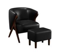 LLZJDDPLY Poltrona relax con poggiapiedi, poltrona da lettura, poltrone sofa divano con schienale curvo, ideale per camera da letto, balcone o reception(Black)
