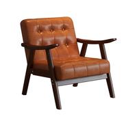 LLZJDDPLY Poltrona Relax, Poltrona da Lettura, Poltrone Sofa con Struttura In Legno Massello, Pelle Oliata e Cerata e Cuscino Morbido, per Soggiorno, Camera da Letto, Ufficio(Brown)