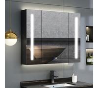 LLZJDDPLY Specchio Bagno con Luce, Armadietto Bagno Antiappannamento Dimmerabile a 3 Colori con Presa, Luce con Rilevamento Automatico Integrata(90cm/35in)