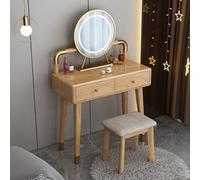 LLZJDDPLY Tavolo Trucco con Specchio Luci, Ballerina Trucco, Postazione Trucco con 3 Modalità di Illuminazione, 2 Cassetti, per Guardaroba, Appartamento, Camera da Letto(A,80cm/31in)