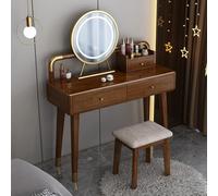 LLZJDDPLY Tavolo Trucco con Specchio Luci, Ballerina Trucco, Postazione Trucco con 3 Modalità di Illuminazione, 2 Cassetti, per Guardaroba, Appartamento, Camera da Letto(D,100cm/39in)