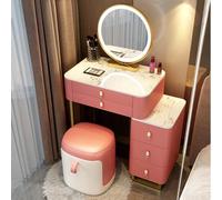 LLZJDDPLY Toletta da Trucco con Specchio, Toeletta Trucco con mobiletto Mobile, 5 cassetti in Legno massello e Sedia, Set da toeletta for Ragazze e Donne(Pink,50cm/19.6in)