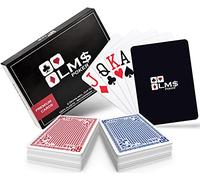 LM$ Carte da poker in plastica con Cut Card inclusa - [2x] mazzi da 54 carte - Confezione doppia blu e rossa, carte da gioco professionali plastificate impermeabili e durevoli di qualità da casinò