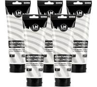 LM-Kreativ Pasta strutturale fine bianco 5 x 250 ml - Pasta modellante perfetta per pittura acrilica, texture ed effetti - Stucco versatile per tela, legno e altre superfici