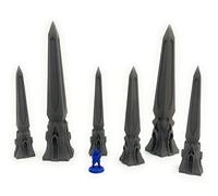 LM3D 6 Obelischi Elfi - Scenografia Fantasy Medievale, 23 cm e 16,5 cm di altezza - 28 mm e 32 mm Scala - Silver Haven