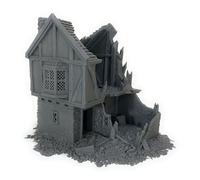 LM3D Briarwood House 4 Ruins Scenografia Medievale, Edificio a 2 piani in rovina, per Wargames Tabletop 28 mm