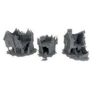 LM3D Briarwood Rovine Set di 3 Edifici Medievali, Scenografia 28mm per Wargames Tabletop, 2 Case e 1 Negozio a Due Pianti