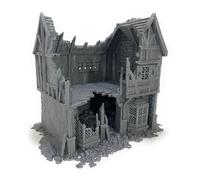 LM3D Briarwood Shop 2 Ruins, Scenografia Medievale in Rovine a 2 piani, Edificio per Wargames 28 mm
