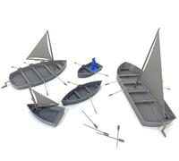 LM3D Set di 5 barche in miniatura, scenografia fantasy, scala 28 mm-32 mm, compatibile con Warhammer e D & D, grigio