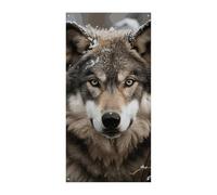 Lmage of Wolf in The Snow - Striscione per porta, 90 x 180 cm, per feste, cartello di benvenuto stagionale, decorazione verticale da appendere per portico, ingresso, giardino, decorazione
