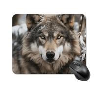 Lmage of Wolf in the Snow - Tappetino per mouse con bordo cucito, panno lavabile, antiscivolo, design perfetto per giochi, laptop, lavoro in ufficio