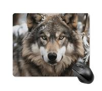 Lmage of Wolf in the Snow - Tappetino per mouse con bordo cucito, panno lavabile, antiscivolo, design perfetto per giochi, laptop, lavoro in ufficio
