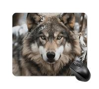 Lmage of Wolf in the Snow - Tappetino per mouse con bordo cucito, panno lavabile, antiscivolo, design perfetto per giochi, laptop, lavoro in ufficio