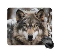 Lmage of Wolf in The Snow Tappetino per mouse quadrato da gioco ultra sottile, superficie liscia e base in gomma antiscivolo, impermeabile, confortevole, per computer portatili, 25 x 30 cm