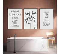 LMAIWANG Astratto Umorismo Cattivo Odore Divertente Bagno Poster Nero Bianco Stampe Tela Pittura Arte Murale Immagini Toilette Decorazione Stanza 30x45cmx3 cornice