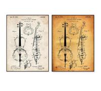 LMAIWANG Classico dipinto Violoncello 1929 Brevetto Stampa Poster Arte murale Insegnante di musica Progetto Pareti Decorazione 50x70cmx2 cornice