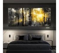 LMAIWANG Dipinto su tela con paesaggio dell'alba dorata, moderno e minimalista, poster da parete, decorazione per camera da letto, arredamento per la casa, 40x80 cm, senza cornice