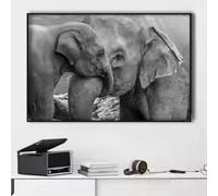 LMAIWANG Elefante bianco e nero e cucciolo di elefante su tela, poster e stampe, quadri da parete con animali per l'arredamento della casa (30x45 cm/senza cornice)
