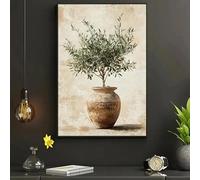 LMAIWANG Elegante quadro su tela raffigurante un albero ulivo un vaso Decor murale impermeabile senza cornice per soggiorno camera letto, ufficio e altro - Idea perfetta (60x90 cm/senza cornice)