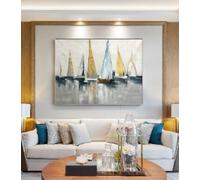 LMAIWANG Le barche a vela si radunano nel paesaggio del porto per dipingere Opera d'arte Grande dipinto astratto di una barca a vela Dipinto nautico 70x100cm Senza cornice