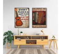 LMAIWANG Non ho bisogno di terapia, ho solo bisogno di suonare la fisarmonica poster, poster fisarmonica, ukulele divertente, suonatore, insegnante di musica Poster 80x120cmx2 Senza cornice