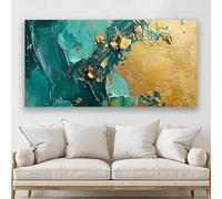 LMAIWANG Poster e stampe astratte color oro verde, pittura su tela moderna, arte murale moderna per l'arredamento del soggiorno (80x160 cm/senza cornice)