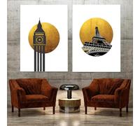LMAIWANG Poster e stampe moderne. Dipinti classici scandinavi. Viaggia per il mondo. Decorazioni per la casa. Decora 50x70cmx2 cornice.