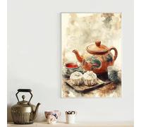 LMAIWANG Stampa moderna, decorazione da parete per la casa, stile retrò, astratto, classico, con finestra, arte del tè, teiera e tazza da tè, poster 30x45 cm senza cornice