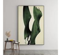 LMAIWANG Stampa su tela di un dipinto a olio astratto con nastro verde, poster e stampe minimaliste verde scuro, decorazione per la casa, cornice 70x140 cm