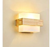 LMAMZ Lampade da Parete Moderne Led, Applique da Parete Interno Legno, Lampade da Letto a Led, Lampade da Muro Design con Paralume in Vetro per Lampada da Comodino per Camera Letto Scale,B
