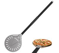 Lmaqfum Pala girevole per pizza da 22,9 cm, in alluminio, perforata con manico da 78,7 cm, accessori per forno per pizza per cuocere pizze fatte in casa