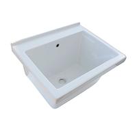 LMC - Elle Emme Ci Lavatoio lavapanni in Ceramica, 60 x 50 cm, Bianco Lucido Completa di ASSE in Legno di bambù e piletta con sifone