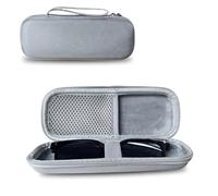 LMCHTTY Custodia per occhiali da sole doppia, custodia rigida da viaggio, con cinghie elastiche e tasca in rete, Grigio, 1 Pezzo