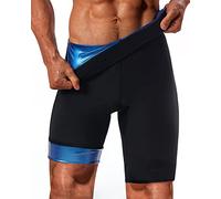 LMCOB Sauna Sudore Pantaloni Corti per Gli Uomini Hot Thermo Sauna Leggings Compressione Vita Alta Allenamento Body Shaper Sauna Suit, Pantaloni Corti Fodera Blu, 4X-Large