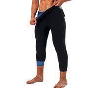 LMCOB Sauna Sudore Pantaloni Corti per Gli Uomini Hot Thermo Sauna Leggings Compressione Vita Alta Allenamento Body Shaper Sauna Suit, Fodera blu, L
