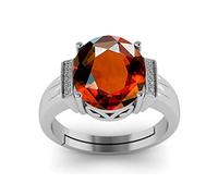 LMDPRAJAPATIS Anello regolabile in argento Sterling 925 con granato naturale da 9,25 carati, qualità A per uomini e donne