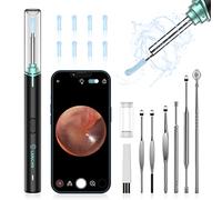 LMECHN Otoscopio, pulisci orecchie, 1920P 3,5mm Impermeabile Endoscopio, con 6 Luci LED,pulitore orecchie per iPhone, iPad e Android, Nero