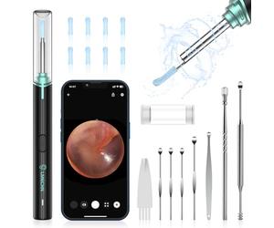 LMECHN Otoscopio, pulisci orecchie, 1920P 3,5mm Impermeabile Endoscopio, con 6 Luci LED,pulitore orecchie per iPhone, iPad e Android, Nero