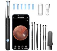 LMECHN Otoscopio Pulizia Orecchie, 1080P 3,5mm Impermeabile Endoscopio con 6 Luci LED, Pulisci Orecchie per iPhone, iPad e Android, Nero