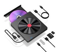 LMEN Masterizzatore Lettore DVD CD Externo per PC Portatile Unità Esterna USB 3.0 e Tipo C con Lettore di Schede SD/TF, Lettore CD/DVD +/-R RW ROM per Lenovo/Win XP/7/8/10/11/MacOS/iMac/Vista/Linux