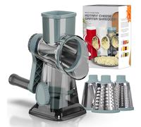 LMETJMA Grattugia Rotante 3 in 1 Versatile Affettatrice Manuale di Verdure Arachidi Noci Smerigliatrice Formaggio Verdura Trituratore Trasparente JT242
