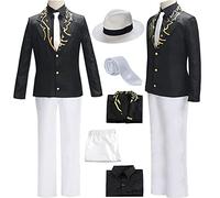 Lmetsky Kibutsuji Muzan Costume Cosplay Kibutsuji Outfit Uniforme Halloween Uomini, bianco, X-Small